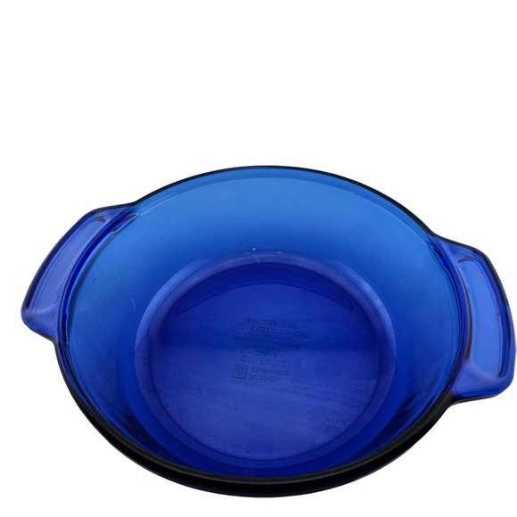 Vintage Anchor Hocking Essentials Cobalt Blue Casserole Bowl 2qt handles 9" - Picture 2 of 16